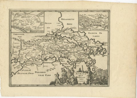 Original Antique Map of the Coast of Part of Greece, with Athens and Thebes, view 2