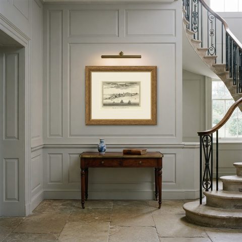 Original Antique Print of the Coast of Dabhol, Dabul, India, shown framed in a room