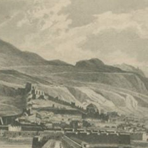 Antique Print of the Harbour of Gibraltar by Kelly, c.1840, close-up 2