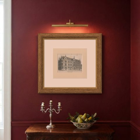 Antique Print of the Former Maritime Academy of Amsterdam, c.1890, shown framed on a wall
