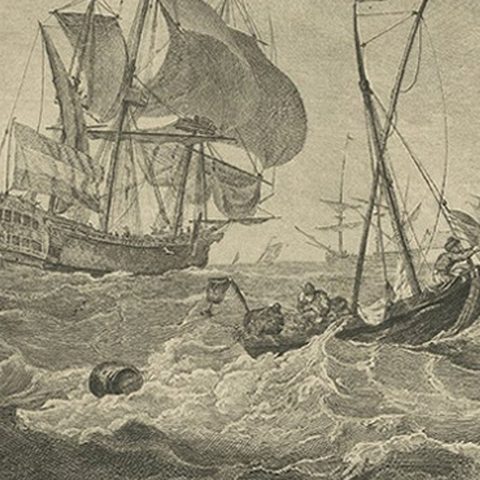 Antique Print of the Coast of Harlingen, Harbour in Friesland, circa 1780, close-up 1