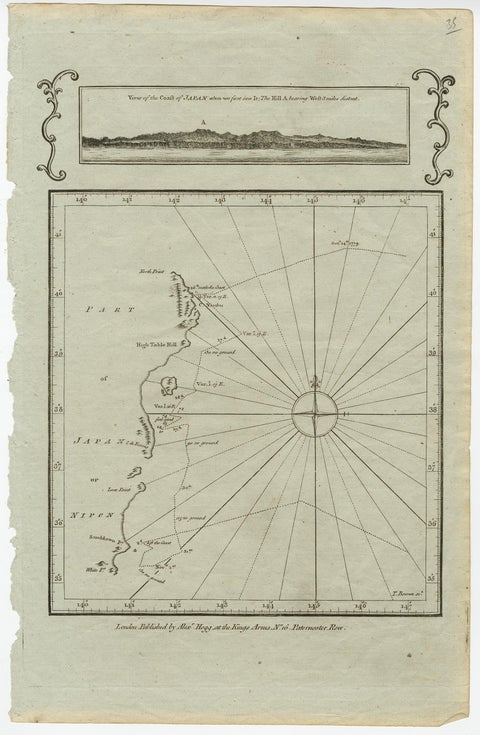 Old Map of the East Coast of Honshu with an Inset, Japan, c.1785, view 2