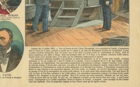 Conflict with Siam, a French Naval Action Scene, Épinal Colonial Print, 1893, close-up 1
