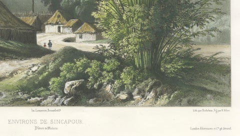 Singapore Environs View, French Exploration Lithograph, La Bonite Voyage, 1845, close-up 6