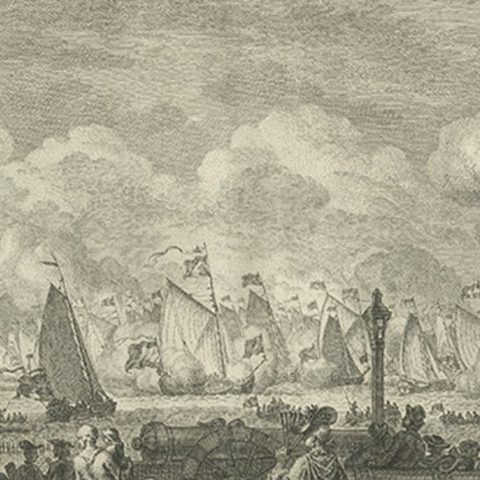 Antique Print of the Sailing Tour on the IJ River , Amsterdam, 1768, close-up 3
