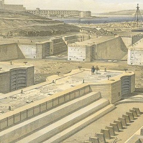 Antique Print of Docks at Sebastopol 'Crimean War' by W. Simpson, 1855, close-up 2