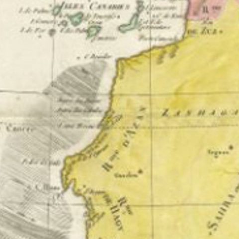 Antique Map of the Coast of Northwest Africa by Dien, 1820, close-up 2