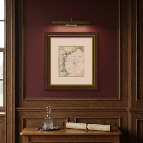 Antique Map of the Coast of Southern France, 1793, shown framed on a wall