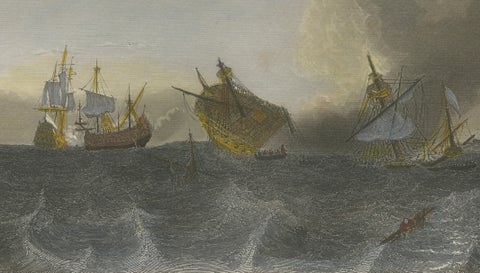Coëtlogon Captures Four Dutch Warships off Lisbon, 1839, close-up 2