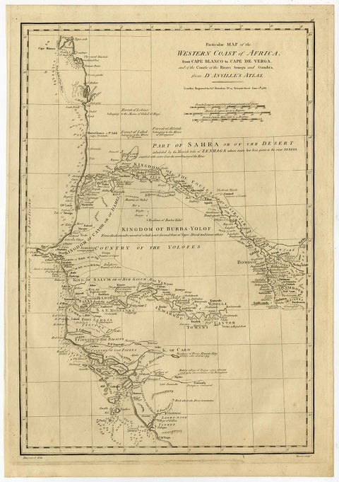 Map of the West African coast from the North of Mauretania to Guinee, 1788, view 2