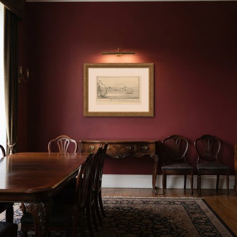 Old Alexandria Harbor, Antique Egypt Engraving by Norden & Tuscher, 1755, shown framed in a room