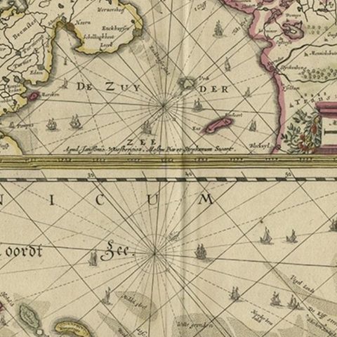 Antique Engraving of Dutch and German North Sea Coast of Friesland, ca.1680, close-up 3