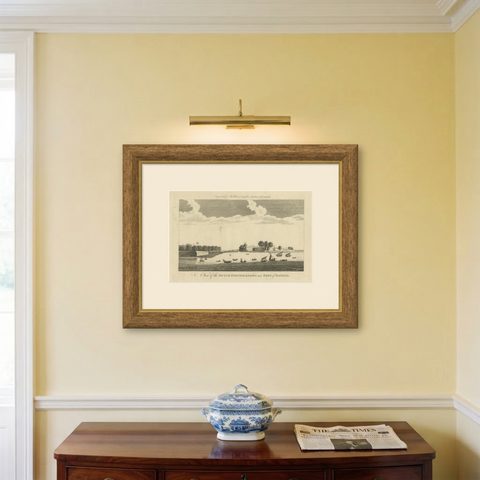 Antique View of Batavia Port Jakarta, Dutch VOC Fortifications 1778, shown framed on a wall