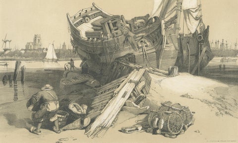 Rotterdam from the Ferry, Stanfield Sketches, Boys after Stanfield, 1833, close-up 6