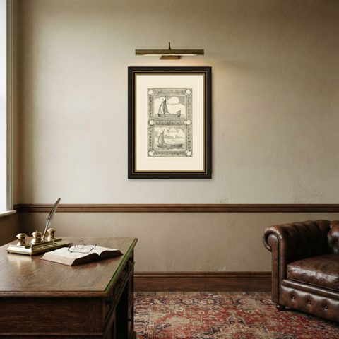 English Galleons & Dutch Vessels, Naval Ship Engravings, Coronelli 1690, shown framed on a wall