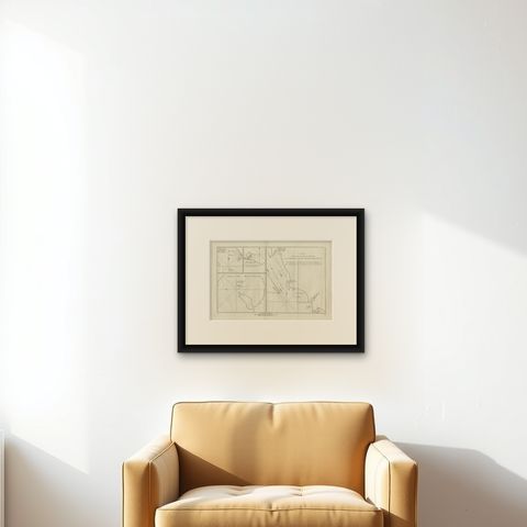 Antique Chart of York's Bay and Surroundings by Hawkesworth, 1774, shown framed on a wall