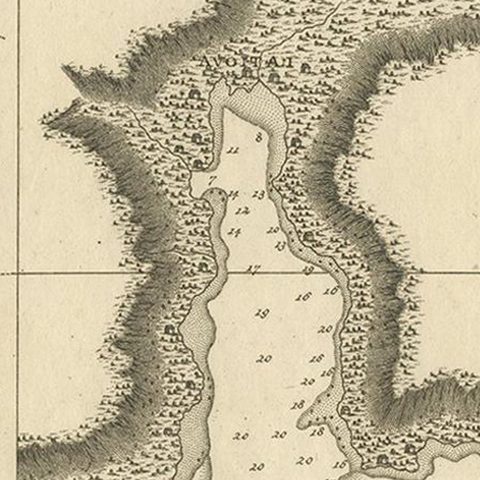 Antique Map of the Harbour of Taloo by J. Cook, 1803, close-up 1