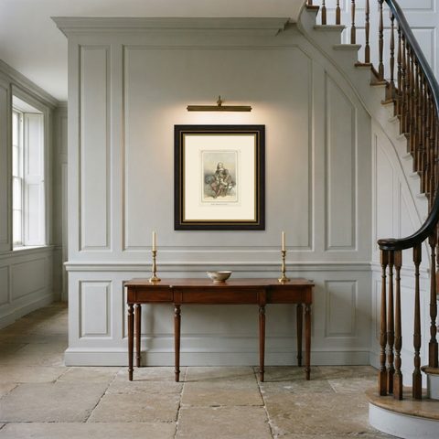 Witte Corneliszoon de With Aboard Ship, 19th-Century Hand-Colored Lithograph, shown framed in a room