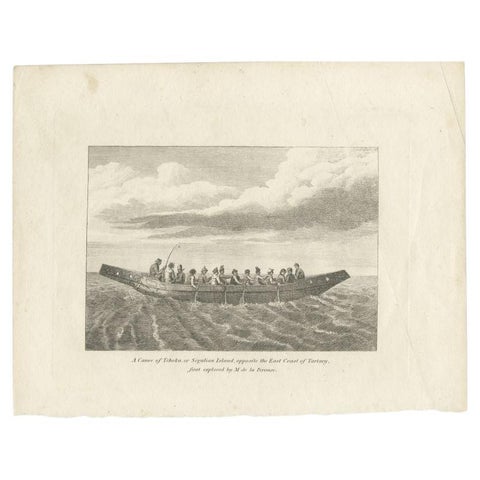 Antique Print of a Canoe of Chukotka, Tartary, 1800, view 2