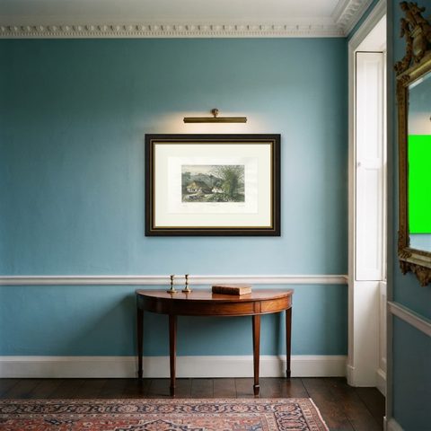 Singapore Environs View, French Exploration Lithograph, La Bonite Voyage, 1845, shown framed in a room
