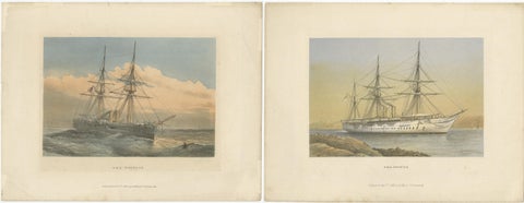 Set of 2 Antique Prints of HMS Ships by Griffin & Co, 1880, view 4