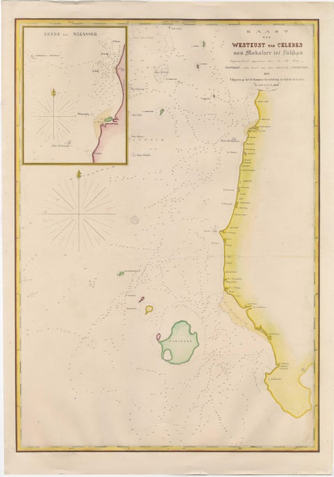 Large Antique Map of the west coast of Celebes, Sulawesi, Indonesia, view 2
