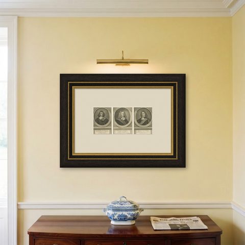 Dutch Naval Leaders, Florisz, Sweers, and Van Nes, c.1750 Copper Engravings, shown framed on a wall