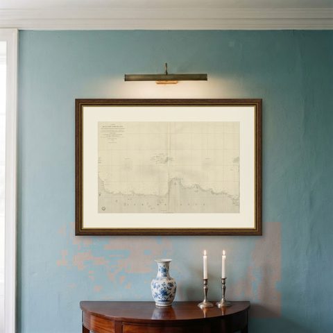 Early French Nautical Chart of the Northern Coast of of Java, Indonesia, C.1850, shown framed on a wall