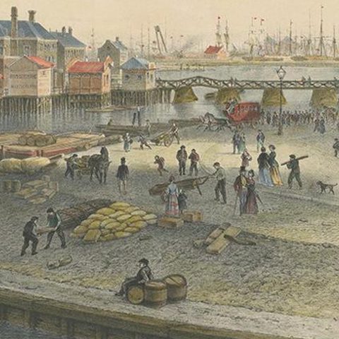 Antique Print of the Harbour of the IJ 'Amsterdam' by Stemler '1871', close-up 1