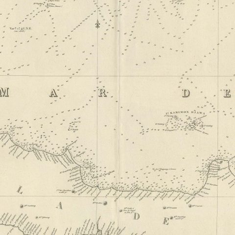 Large Chart of the island and sea of Java, Indonesia, close-up 2