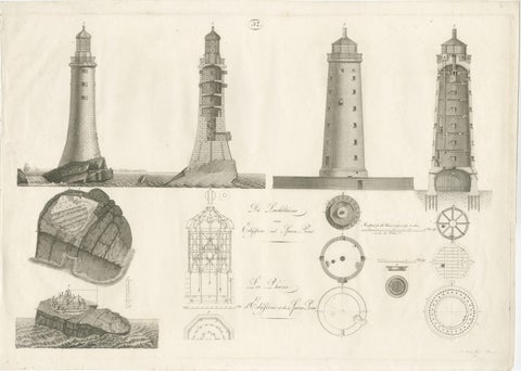 Lighthouse Architecture & Engineering Engravings, Set of 3, c. 1800, view 2