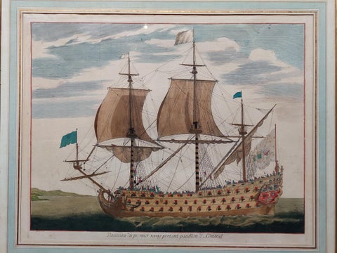 Antique Print of a Naval Vessel by Mortier '1695', view 2
