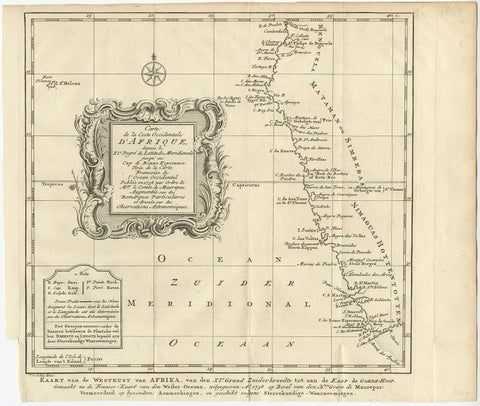 Dutch Antique Map of the West Coast of Africa, to the Cape of Good Hope, 1747, view 2