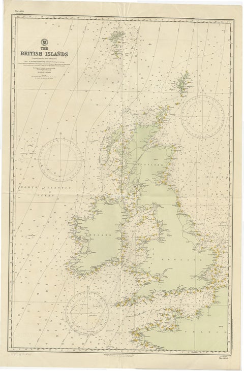 Large Sea Chart of the British Islands, 1918, view 2