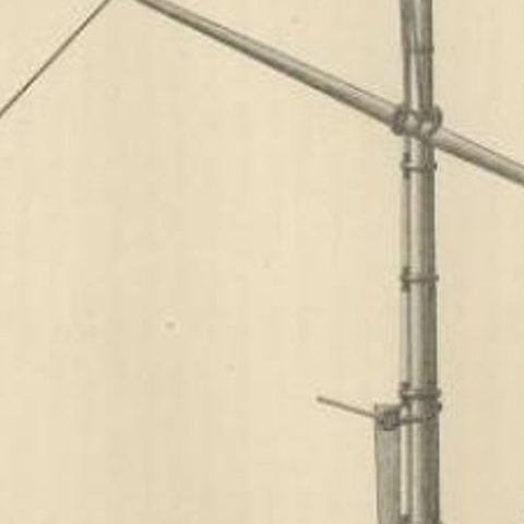 Antique Print of a Japanese Junk Longitudinal Section, 1856, close-up 2