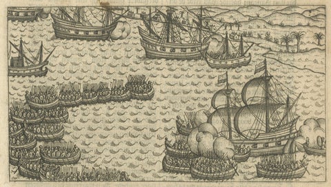 Naval Battle between Dutch and Javanese Fleets near Bantam, Pontanus 1611, close-up 2