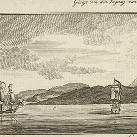 Antique Print of Zihuatanejo and the harbour of Acapulco by Anson (c.1760), close-up 1