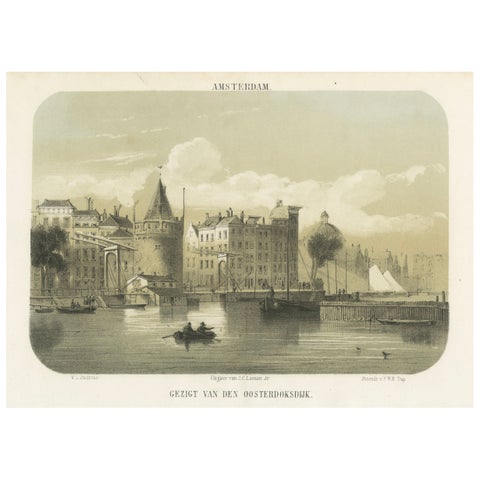 1857 Lithograph of Amsterdam’s Oosterdok Quay and Harbor