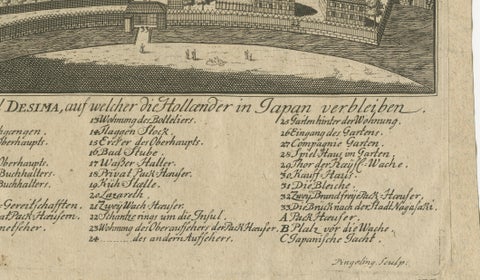 Dejima (Desima) Dutch Trading Post, Nagasaki Japan, VOC Engraving, 1736, close-up 4