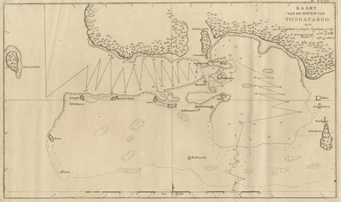 Antique Map of the Harbour of Tongatabu, One of the Tonga Islands, 1803, close-up 1