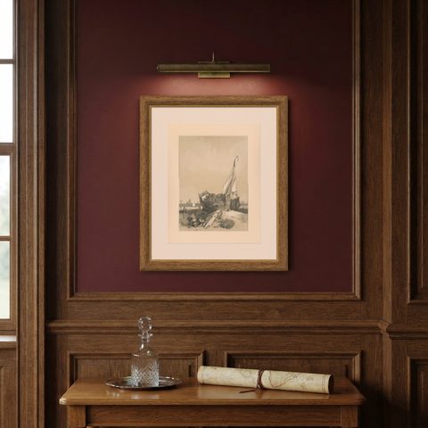 Rotterdam from the Ferry, Stanfield Sketches, Boys after Stanfield, 1833, shown framed on a wall