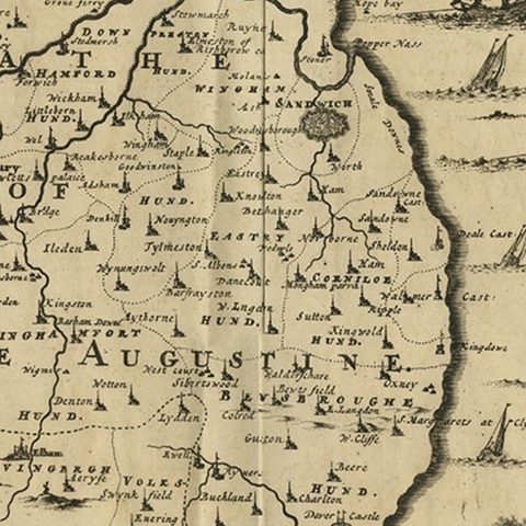 Uncommon Antique Map of the English Channel Coastline, ca.1709, close-up 3