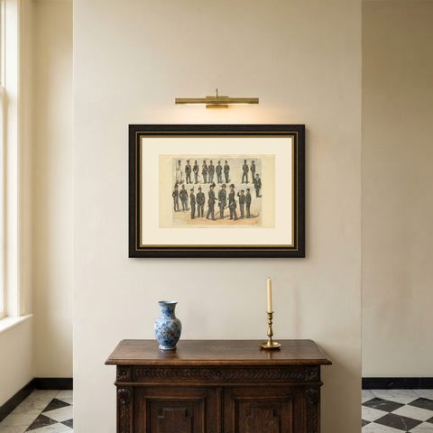 Midshipmen, Cadets and Instructors of the Dutch Navy '1808-1898', ca.1900, shown framed on a wall