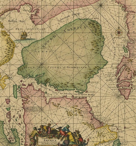 Greenland & North America, Antique Sea Chart by Frederick de Wit, 1745, view 4