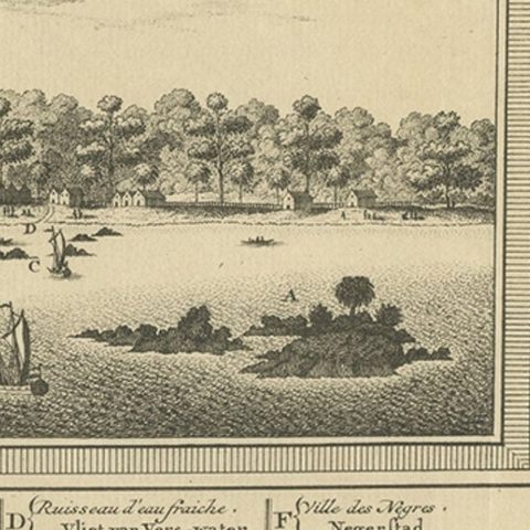Antique Print of a Fort on the Ivory Coast and Axim, Africa, 1748, close-up 2