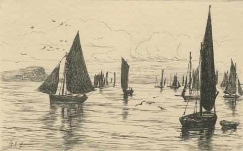 George S. Ferrier, Maritime Etchings, Fishing Boats, 1879 Set, close-up 5