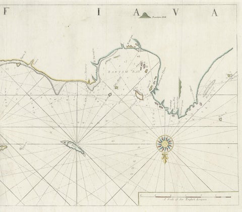 Two Antique Sea Charts of the Thousand Islands between Batavia and Bantam, c1734, close-up 1