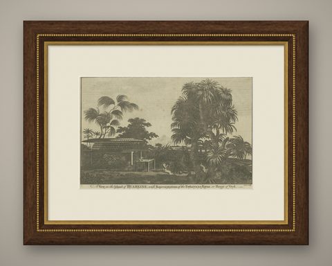 A View of the Ewharrano Eatua, or House of God, in Huahine from Cook's Voyages, shown framed
