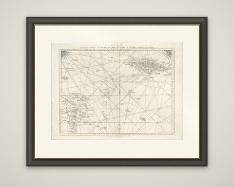 Navigational Chart of Jamaica, Cape Gracias a Dios, and the Mosquito Coast, 1775, shown framed