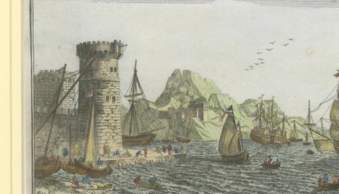Constantinople Harbor Vue d’Optique by Jacques Chéreau, c.1760, close-up 6